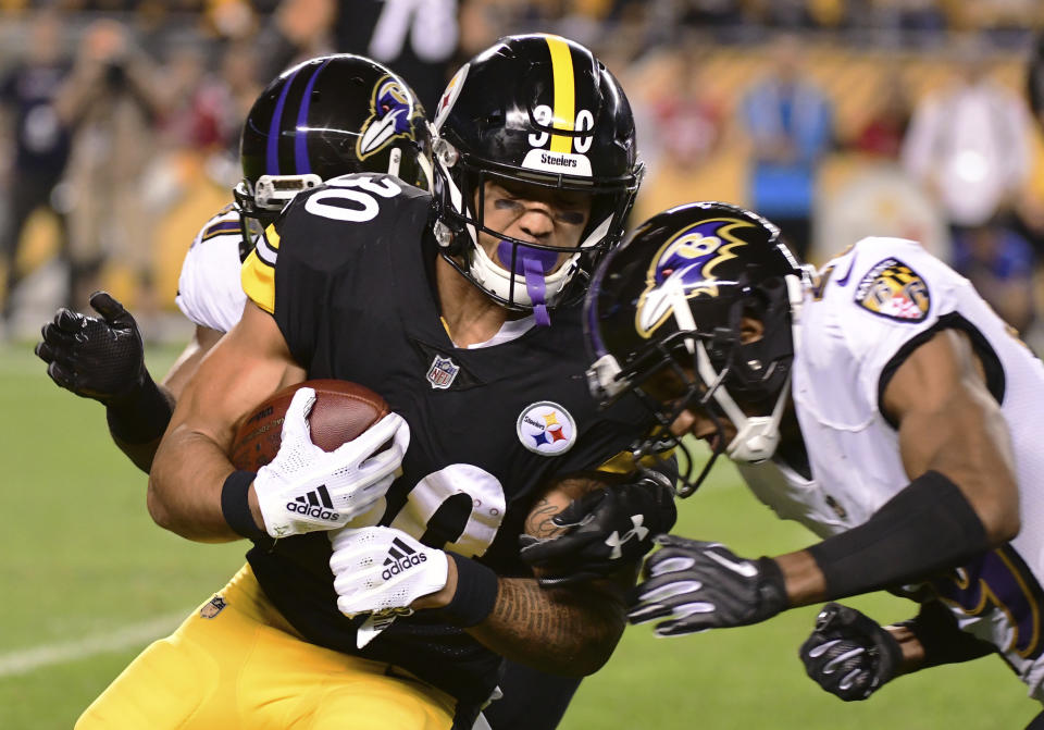 Pittsburgh Steelers running back James Conner is in a nice bounce-back spot in a Week 5 shootout. (AP Photo/Fred Vuich)