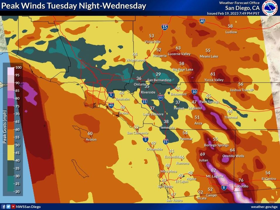 An Arctic storm is expected to surge into the High Desert late Tuesday, dropping high temps into the 40s and bringing rain, heavy wind and snow.