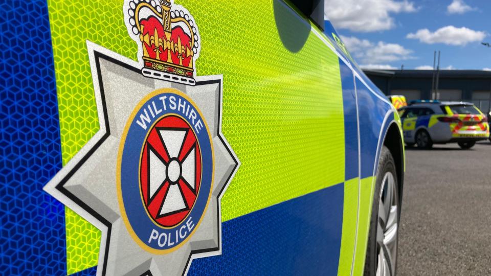 Close-up of the side of a Wiltshire Police car