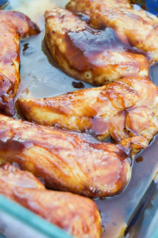 <p>Seasoned, baked and brushed with BBQ sauce, these Baked BBQ Chicken Tenders will keep your kids (and spouse) happy.</p><p><strong>Get the recipe here: <a href="https://www.thediaryofarealhousewife.com/baked-bbq-chicken-tenders/" rel="nofollow noopener" target="_blank" data-ylk="slk:Baked BBQ Chicken Tenders;elm:context_link;itc:0;sec:content-canvas" class="link ">Baked BBQ Chicken Tenders</a></strong></p>