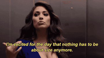 Ashley Graham saying "I'm excited for the day that nothing has to be about size anymore"