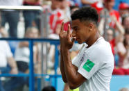 <p>England’s Jesse Lingard celebrates scoring their third goal REUTERS/Matthew Childs </p>