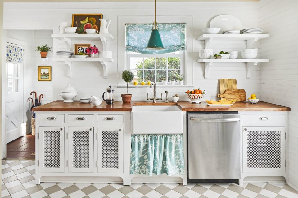 Statement Fabric in a White Kitchen