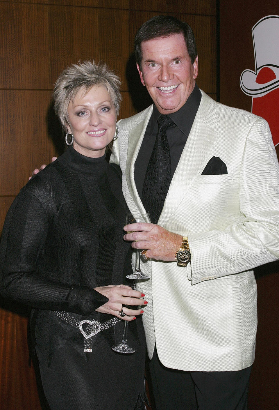 TV Host John Burgess and his wife Jan attend the Variety Australia 30th Birthday Gala Dinner at the Four Seasons Hotel October 15, 2005 in Sydney, Australia. (Photo by Stephane L'hostis/Getty Images)