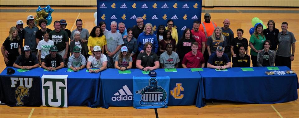 John Carroll Catholic celebrated a group of 11 senior student-athletes that signed to the next level on Monday, April 17, 2023 in the school's gymnasium.