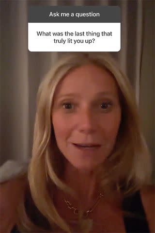 <p>Gwyneth Paltrow/Instagram</p> Gwyneth Paltrow fielded fan questions in an Instagram Q&A on July 14.