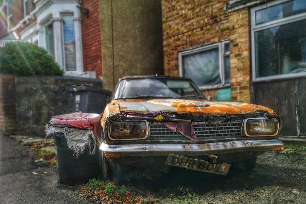 The Ford Capri on the driveway in Deacon Street. Picture: Pearl Lucia Barcoe