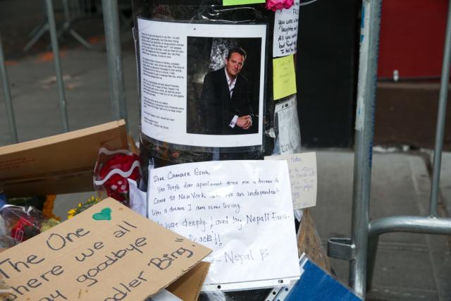 Because you were there for me too Fans of Matthew Perry leave flowers  outside iconic Friends 'apartment' in NYC - as wellwishers place tributes  outside the LA home where he was found