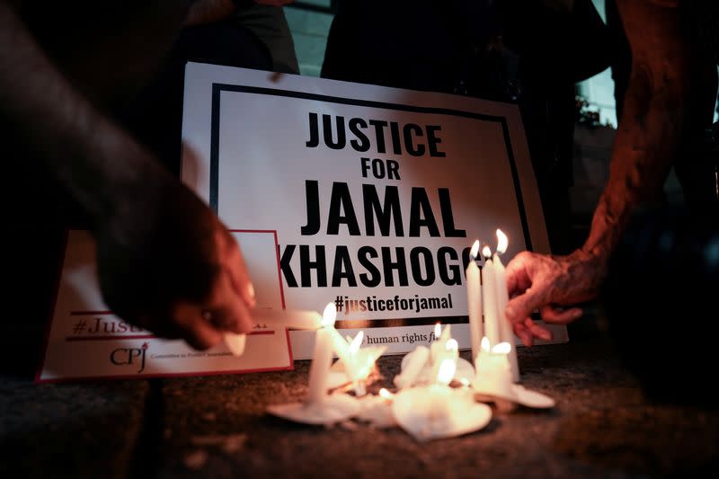 FILE PHOTO: Vigil is held at Saudi Embassy for Journalist Jamal Khashoggi