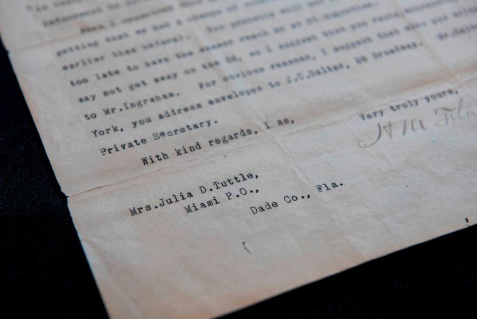 A letter from the 1890s from Henry Flagler to Julia Tuttle, as part of their correspondence for Flagler to extend his railway to Miami, is in HistoryMiami Museum’s archival collection.