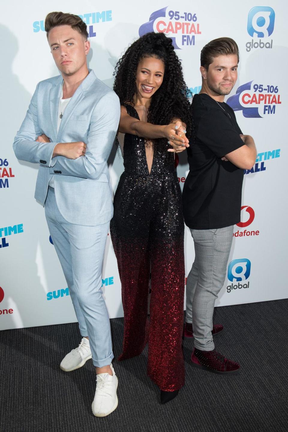 Top trio: Vick Hope with her Capital FM team Roman Kemp and Sonny Jay (Jeff Spicer/Getty)