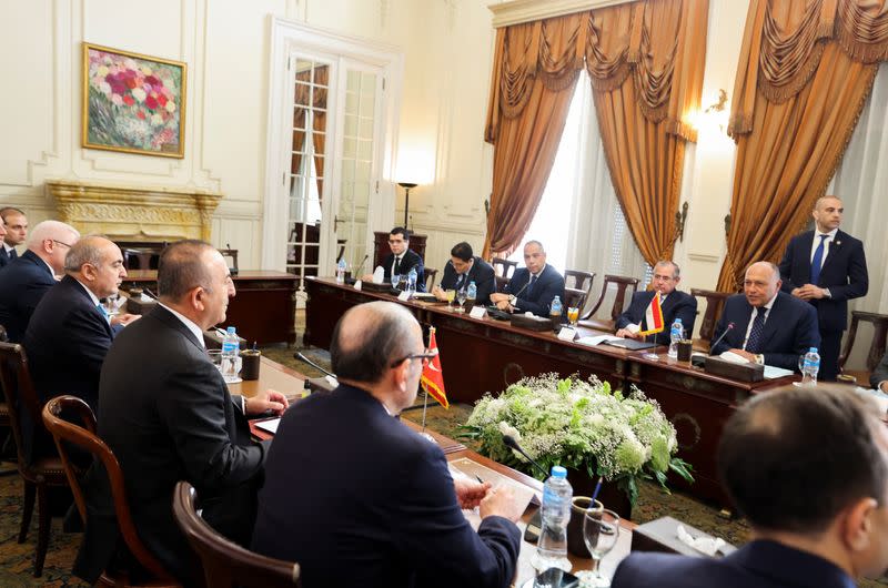 Turkish Foreign Minister Cavusoglu meets with his Egyptian counterpart in Cairo