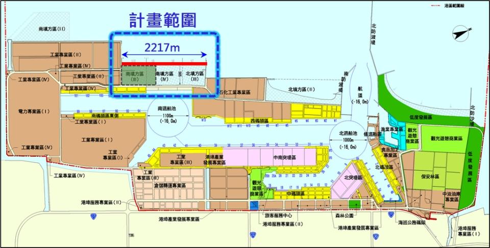 臺中港填方區新建海堤工程位置圖(圖：臺灣港務公司)