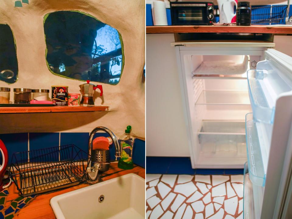 The kitchen details inside the livable sculpture airbnb in Rome