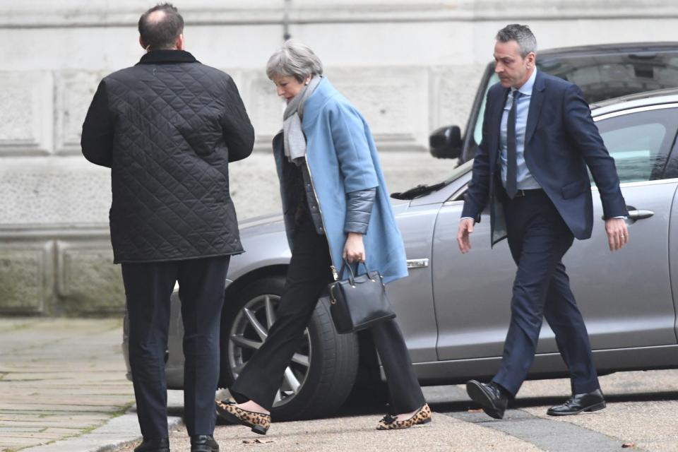 Mrs May arrives back at No10 this morning (PA)