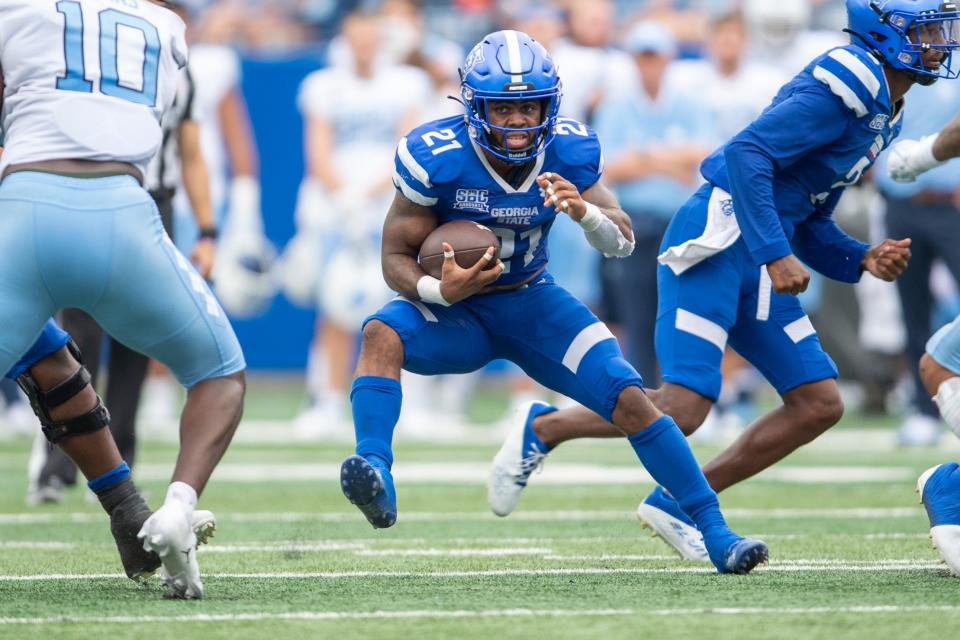 Georgia State running back Jamyest Williams carries the ball against North Carolina on Sept. 10, 2022, in Atlanta.