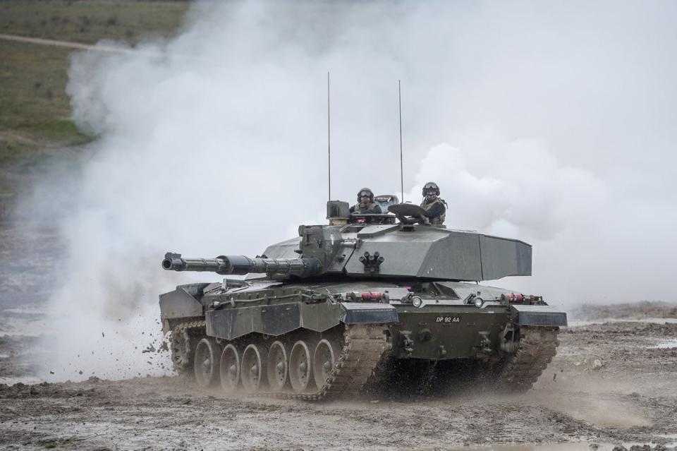 Challenger II Main Battle Tank at Royal Tank Regiment HQ, Tidworth, Wiltshire. (PA)