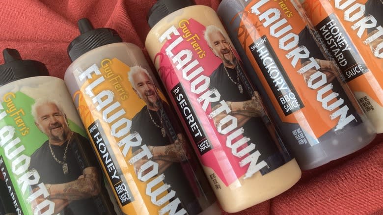 bottles of Flavortown sauces