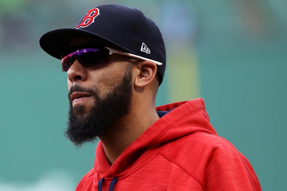 David Price looks on after the Boston Red Sox defeat the Oakland Athletics 6-2 at Fenway Park on September 14, 2017 in Boston, Massachusetts. (Getty Images)
