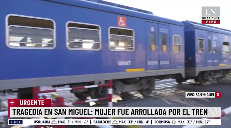 Una mujer fue arrollada por el tren en San Miguel