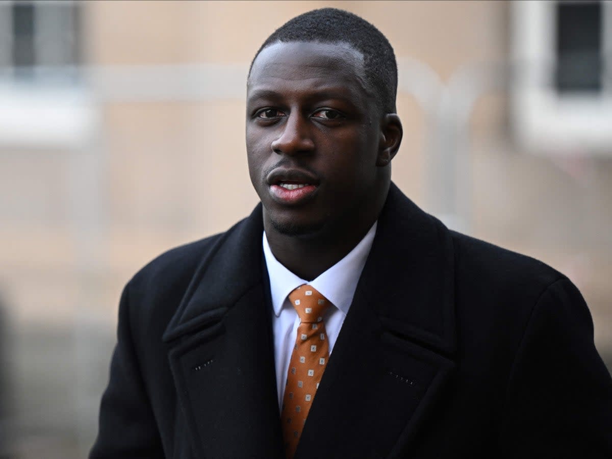 Manchester City and France footballer Benjamin Mendy arrives to Chester Crown Court (Oli Scarff/AFP via Getty Images)