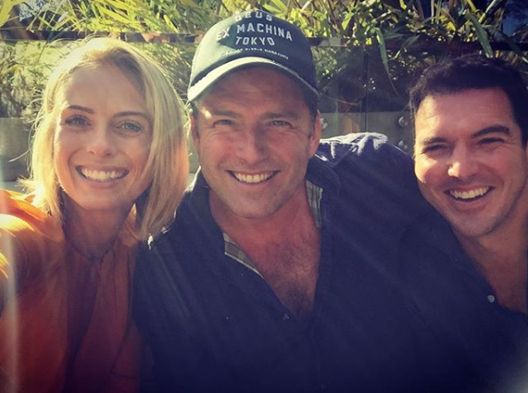 Karl with sister-in-law Sylvia Jeffreys and his brother Peter Stefanovic. Source: Instagram/sylviajeffreys