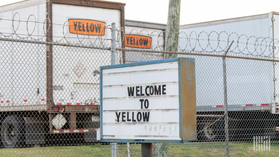 A sign outside of a Yellow terminal in Houston shortly after the carrier closed its doors