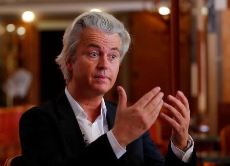 Dutch far-right Party for Freedom (PVV) leader Geert Wilders answers questions during a Reuters interview in Budapest, Hungary, 24 June 2016, after Britain voted to leave the European Union in the EU BREXIT referendum. REUTERS/Laszlo Balogh