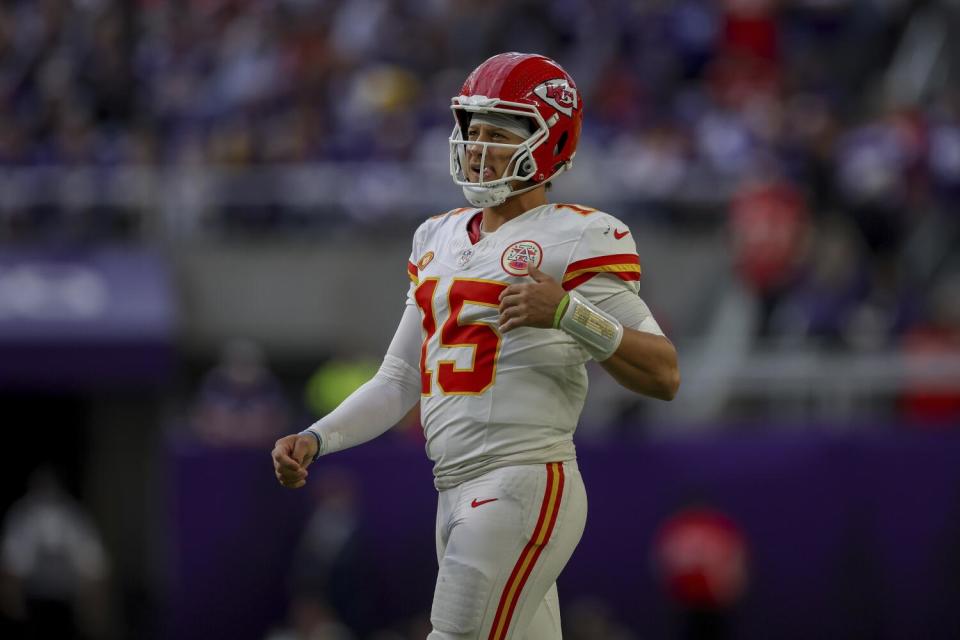 Kansas City Chiefs quarterback Patrick Mahomes in action.