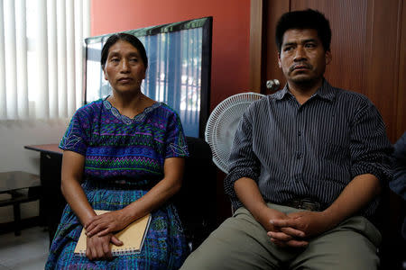 Dominga Vicente and her husband Mario, relatives of Claudia Gomez, a Guatemalan immigrant killed by an US Border Patrol officer on Wednesday while entering illegally to Texas, hold a news conference in Guatemala City, Guatemala May 25, 2018. REUTERS/Luis Echeverria