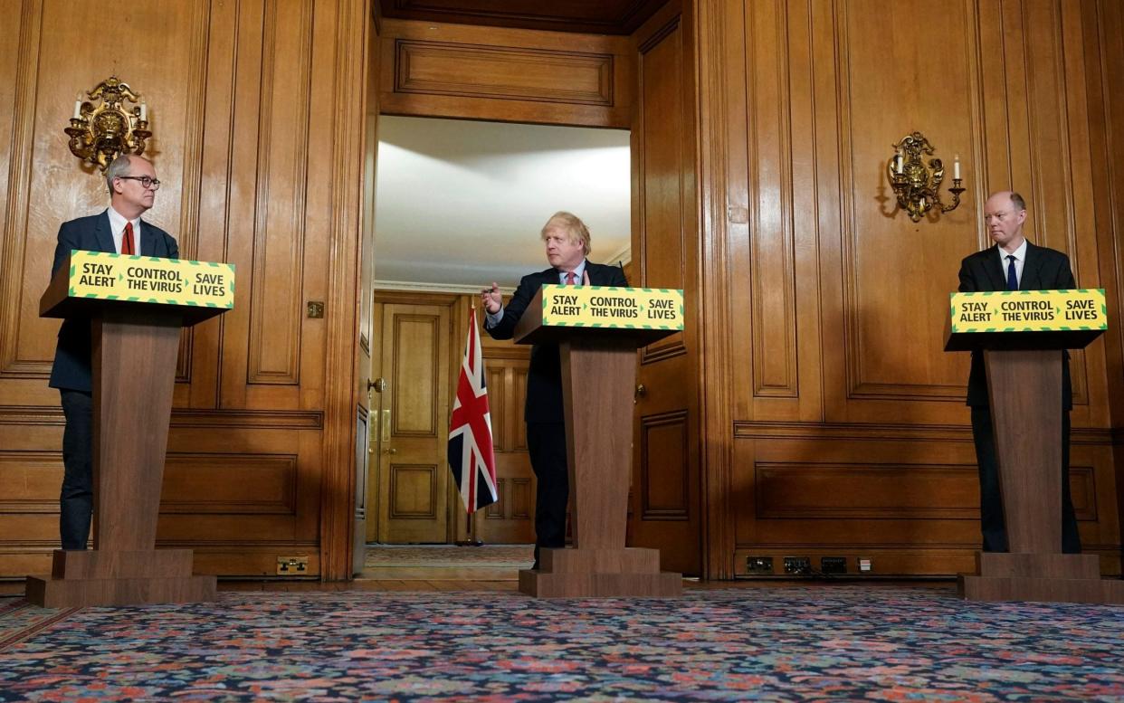  Chief Scientific Adviser Sir Patrick Vallance, Britain's Prime Minister Boris Johnson and Chief Medical Officer Professor Chris Whitty - 10 Downing Street