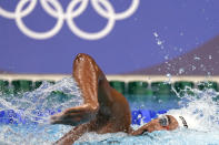 Ahmed Hafnaoui, of Tunisia, swims in the final of the men's 400-meter freestyle at the 2020 Summer Olympics, Sunday, July 25, 2021, in Tokyo, Japan. (AP Photo/Martin Meissner)