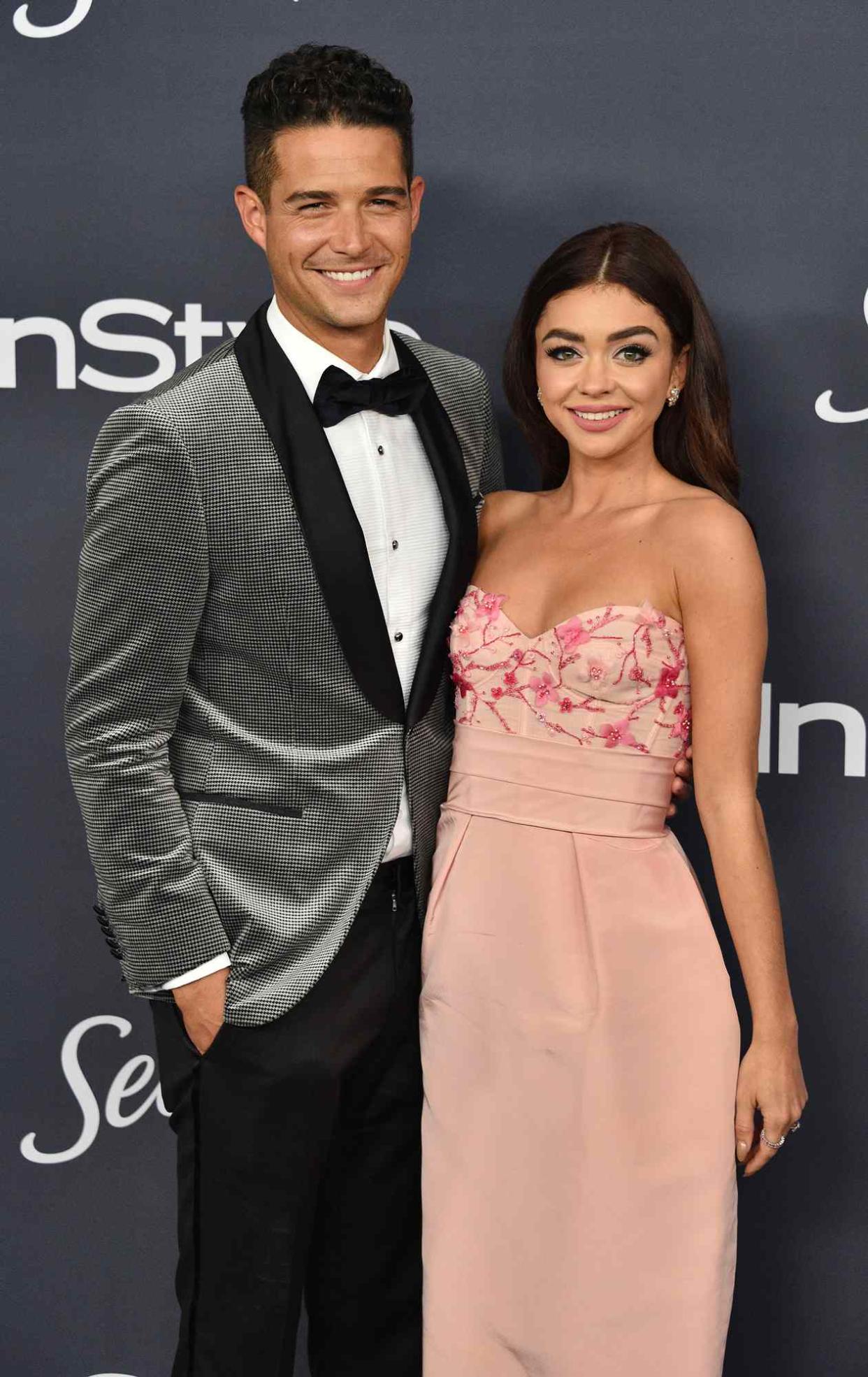 Wells Adams and Sarah Hyland attend the 21st Annual Warner Bros. And InStyle Golden Globe After Party at The Beverly Hilton Hotel on January 05, 2020 in Beverly Hills, California