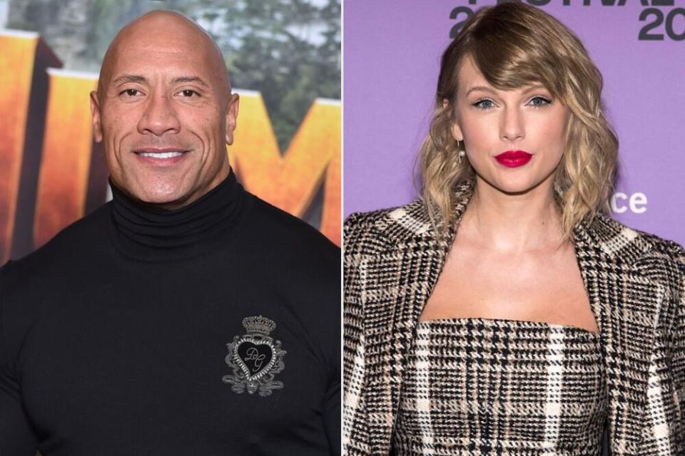 Dwayne Johnson; Taylor Swift | Stephane Cardinale - Corbis/Corbis via Getty; Charles Sykes/Invision/AP/Shutterstock