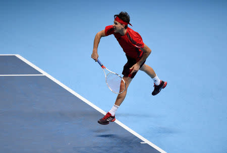 Tennis - ATP World Tour Finals - The O2 Arena, London, Britain - November 17, 2017 Austria's Dominic Thiem in action during his group stage match against Belgium’s David Goffin Action Images via Reuters/Tony O'Brien