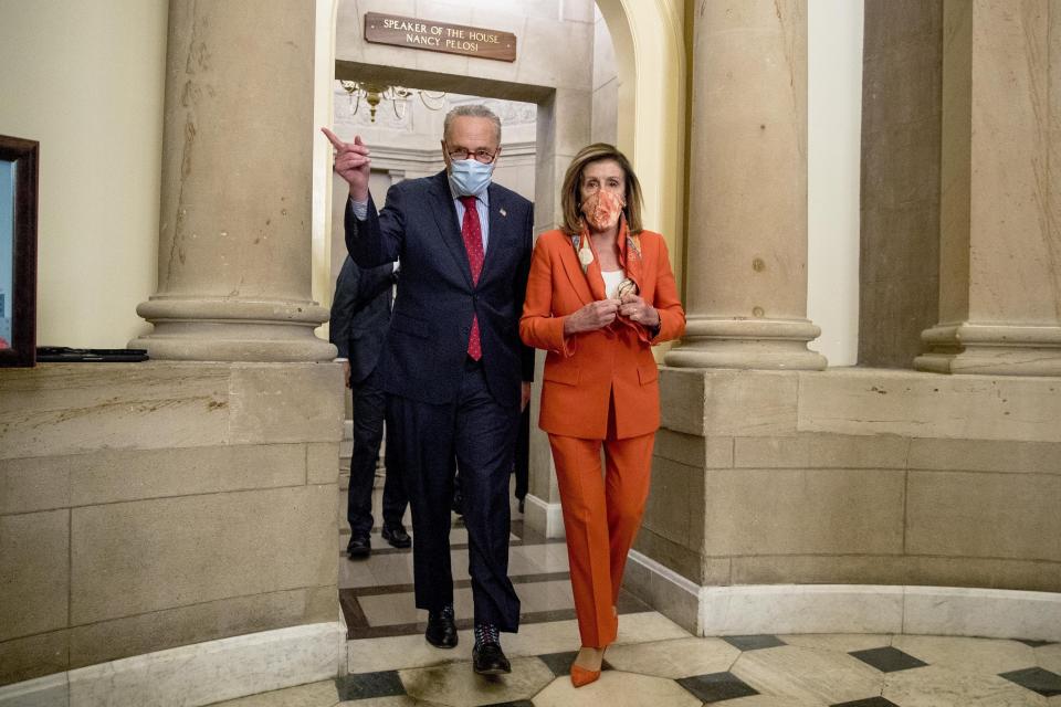 Senate Minority Leader Chuck Schumer (D-N.Y.), walking in the Capitol last summer with House Speaker Nancy Pelosi (D-Calif.), is in line to replace Sen. Mitch McConnell (R-Ky.) as Senate majority leader. (Photo: AP Photo/Andrew Harnik)