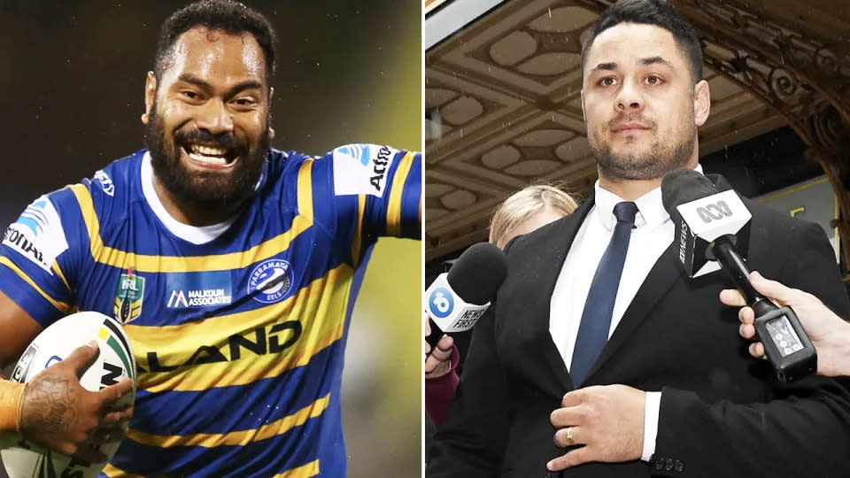 Pictured here, former Eels teammates Tony Williams and Jarryd Hayne.