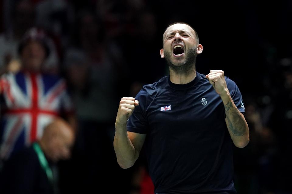 Dan Evans helped Great Britain reach the last eight of the Davis Cup (Martin Rickett/PA) (PA Wire)