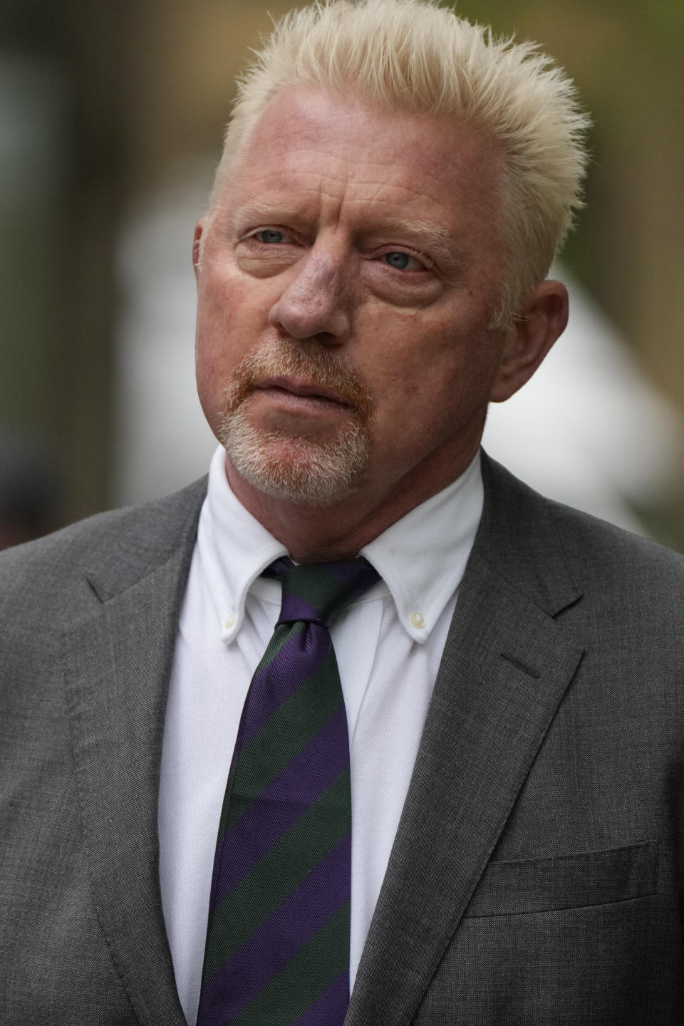 Former Tennis player Boris Becker arrives at Southwark Crown Court for sentencing in London, Friday, April 29, 2022. Becker was found guilty earlier of dodging his obligation to disclose financial information to settle his debts.(AP Photo/Alastair Grant)