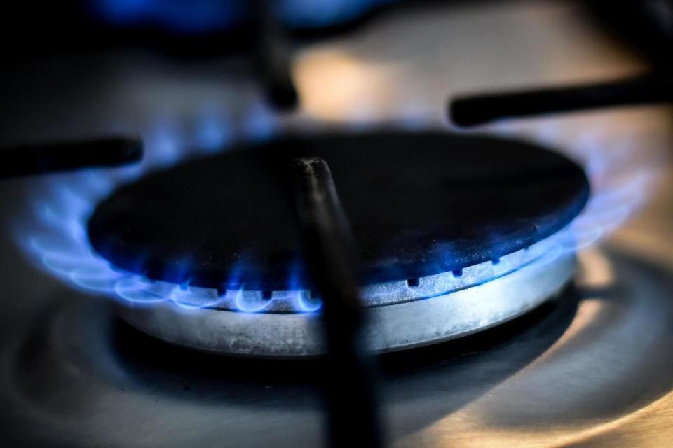 A gas hob in a kitchen