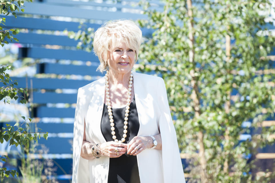 Gloria Hunniford attends the RHS Hampton Court Palace Flower Show, at Hampton Court, Teddington in London. 