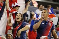 Sep 1, 2017; Harrison, NJ, USA; Fans celebrate after Costa Rica defeated USA 2-0 at Red Bull Arena Noah K. Murray-USA TODAY Sports