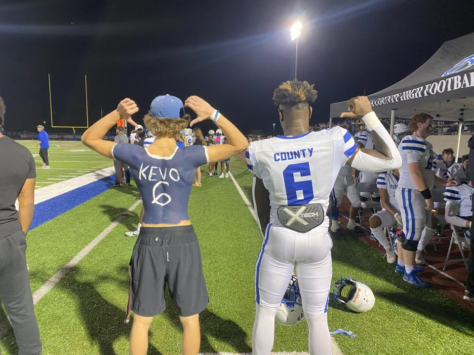 Tuscaloosa County's Kevin Riley poses with TCHS student Carson Reddick on Sept. 22