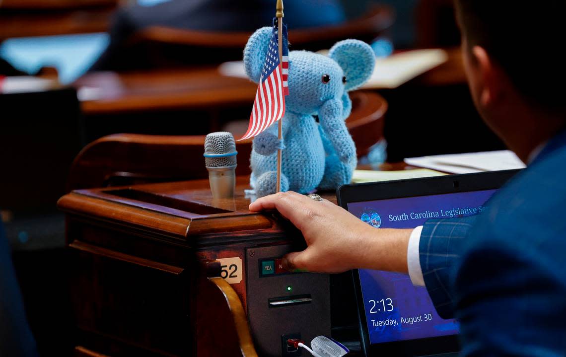 Members of the South Carolina House of Representatives vote on amendments in the abourtion bill in the South Carolina House of Representatives chamber On Tuesday, Aug. 30, 2022.