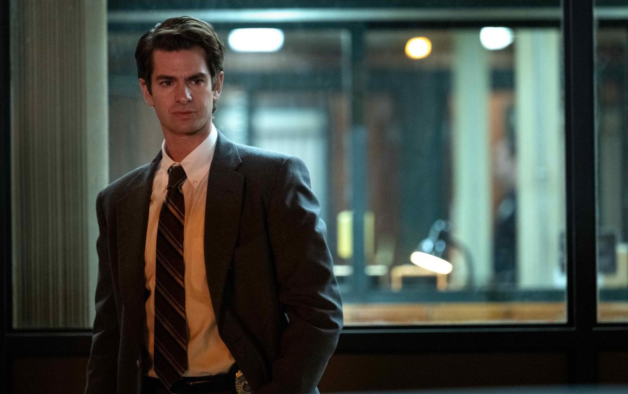 Andrew Garfield as Detective Jeb Pyre in Under the Banner of Heaven