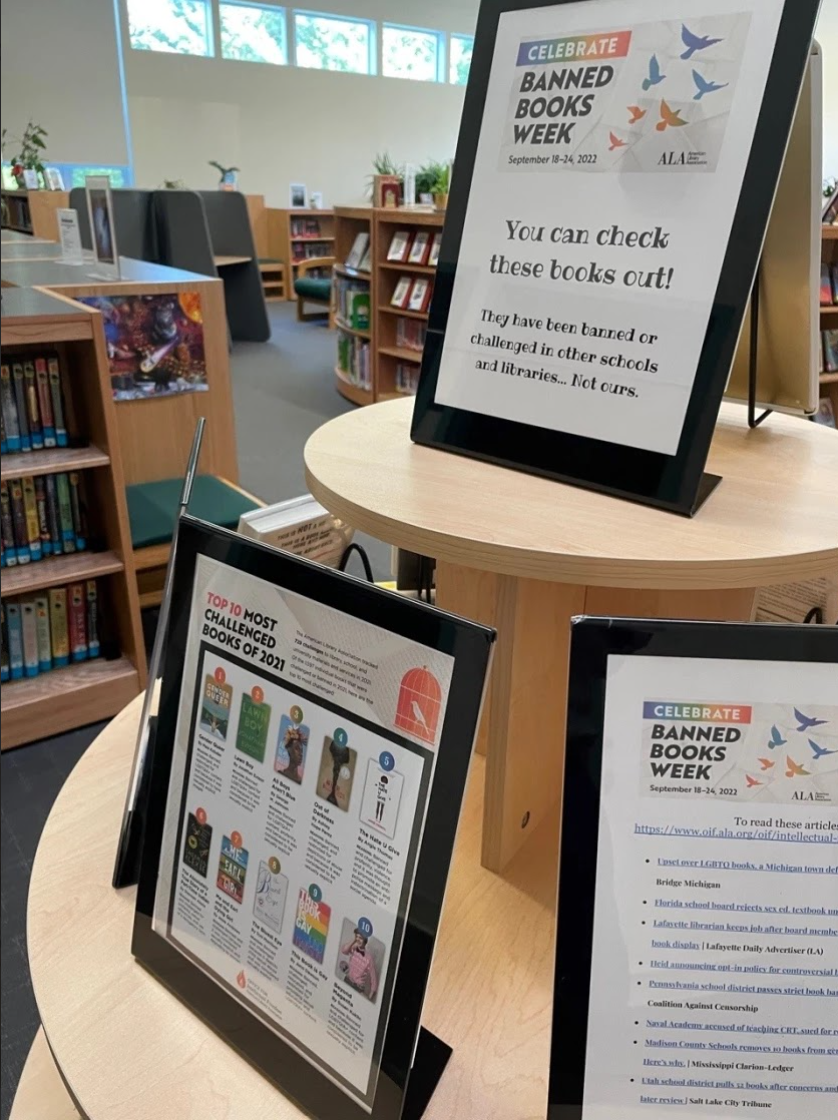 This display in a Hanover public school library sparked a complaint from Dan Richards, a parent whose children previously attended school in the district. He claimed the school was promoting "pornographic material to 11-13 year-olds." This photo was attached to one of his complaints, and the school district provided it to NHPR in response to a records request