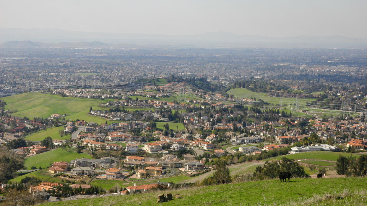 Fremont California aerial view from hills