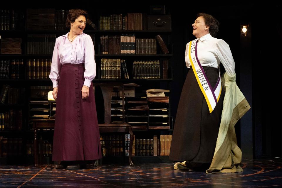 Lise Bruneau, left, and Suzanne Grodner play human computers at a time of great change for women in Lauren Gunderson’s “Silent Sky” at Asolo Repertory Theatre.