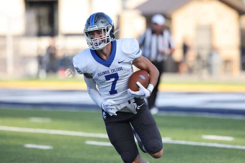 Illinois College senior receiver Collin Brunstein leads all divisions of NCAA football with 14 touchdown catches and 1,110 receiving yards.