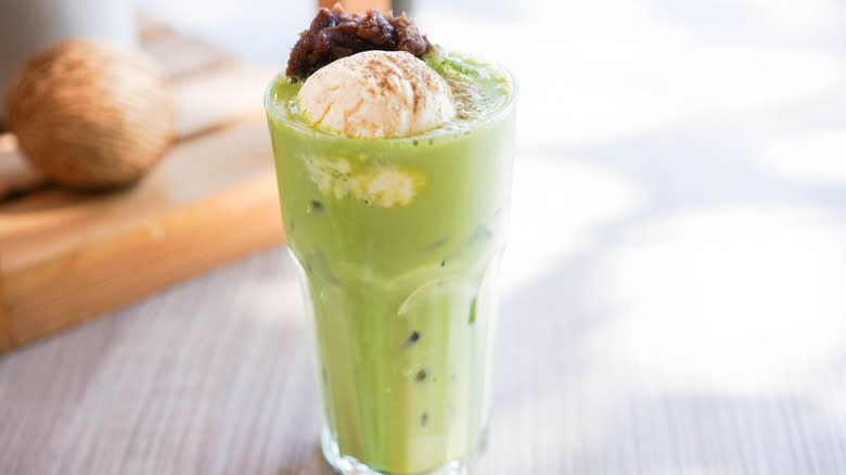 Green tea ice cream float